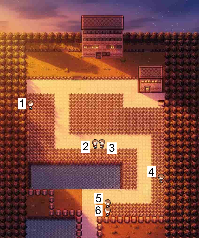 初代ポケモン6番道路にいるトレーナーの位置マップ