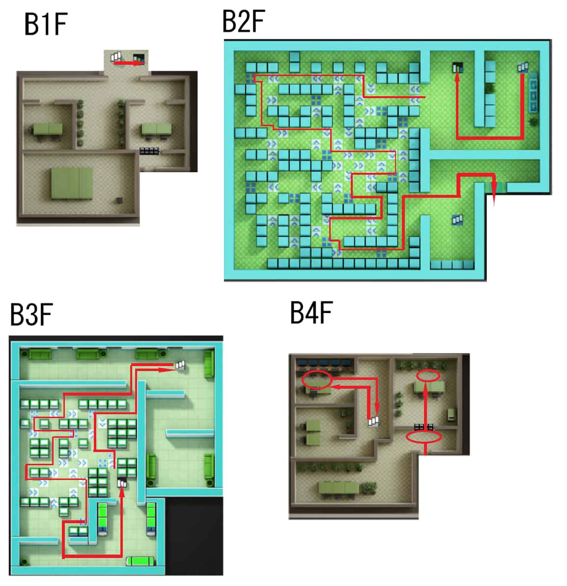 初代ポケモン 赤緑 ロケット団アジト最短攻略ルートマップ