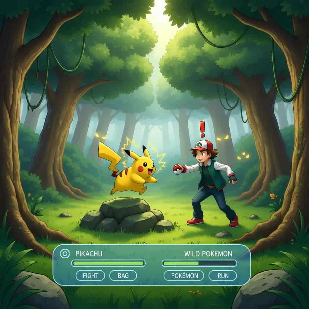 初代ポケモン トキワの森でピカチュウをゲットしようとするサトシ