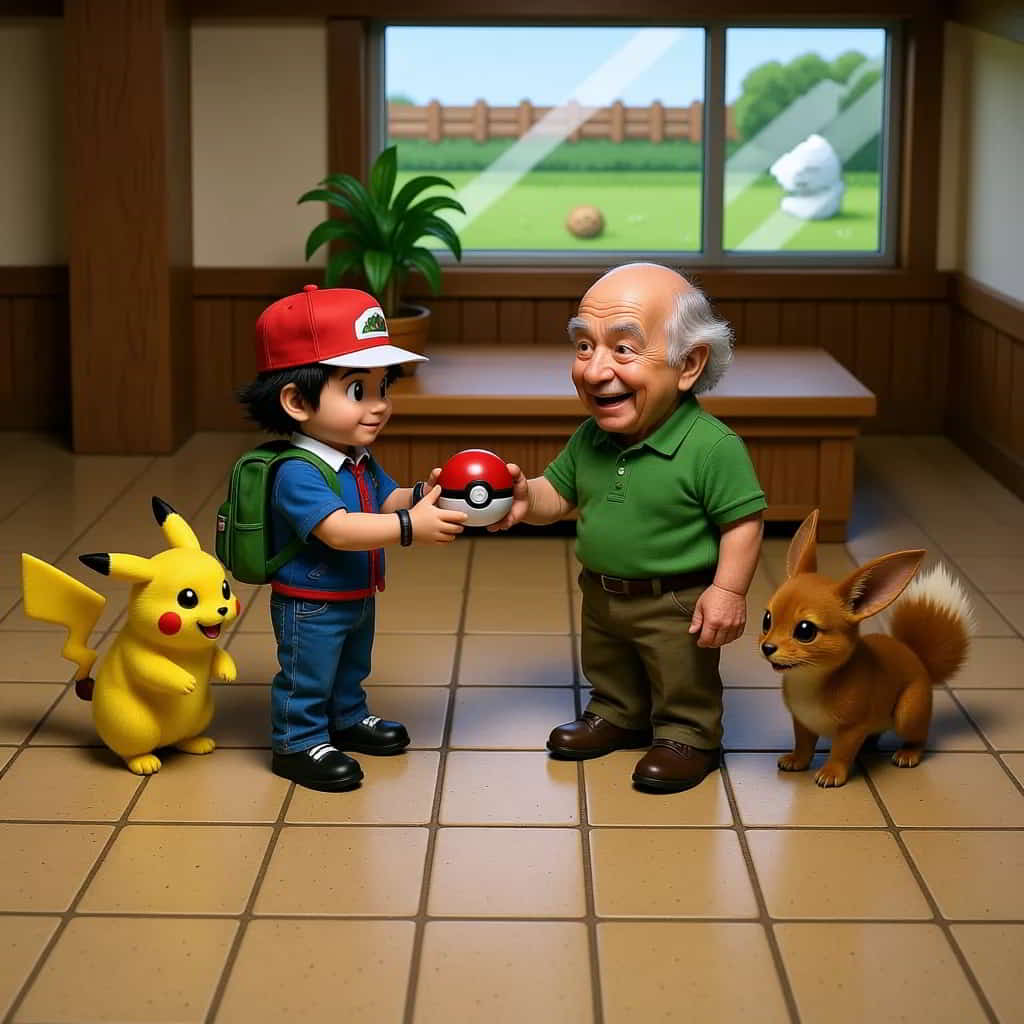 初代ポケモン 育て屋さんにポケモンを預けるサトシ