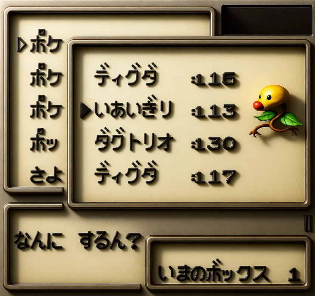 初代ポケモン マダツボミの名前をいあいぎりにした図