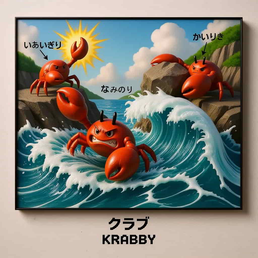 初代ポケモン ひでんマシン技を3つも覚えるクラブのイラスト