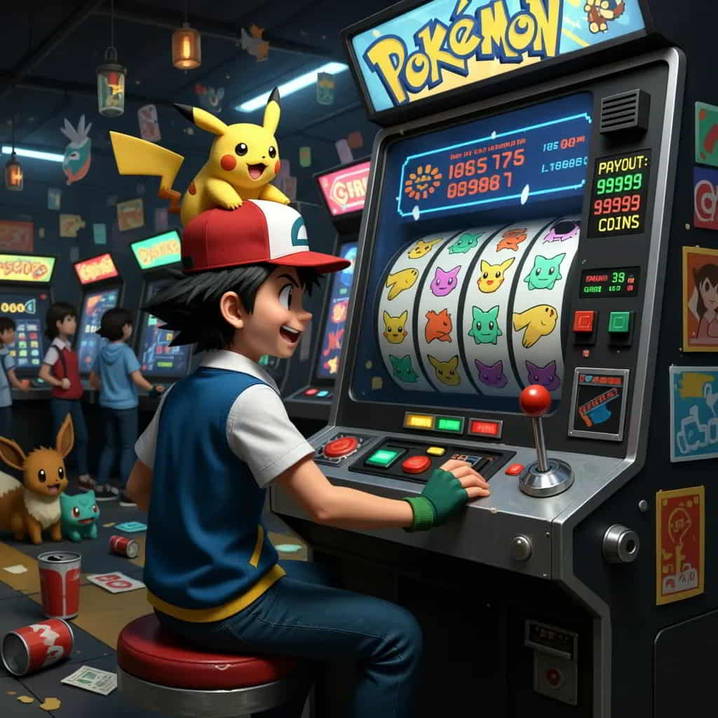 初代ポケモン ロケットゲームコーナーのスロットで遊ぶサトシ