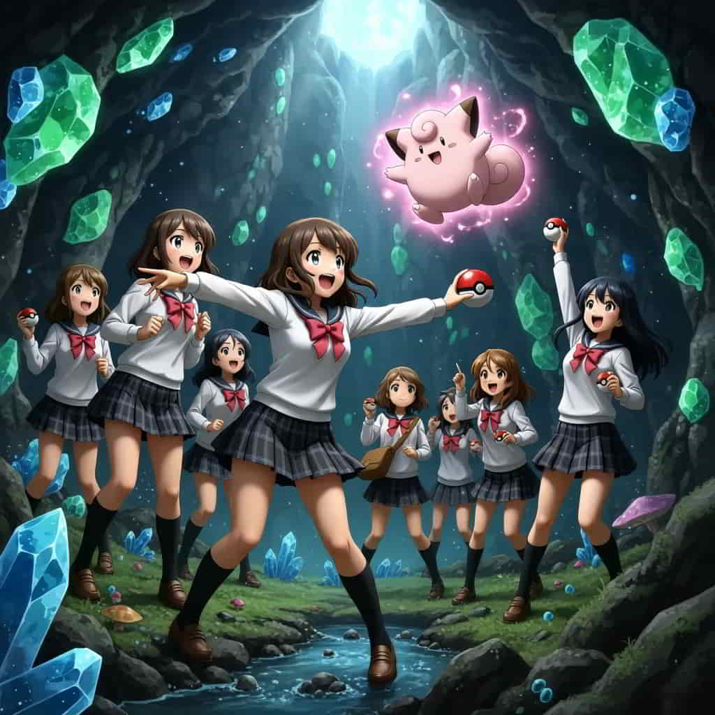 初代ポケモン ピッピを捕まえようとしてるミニスカート