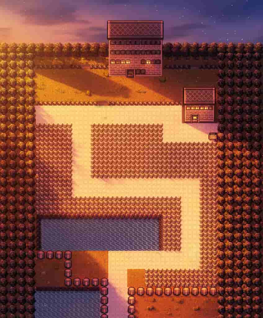 初代ポケモンの6番道路 夕暮れの風景