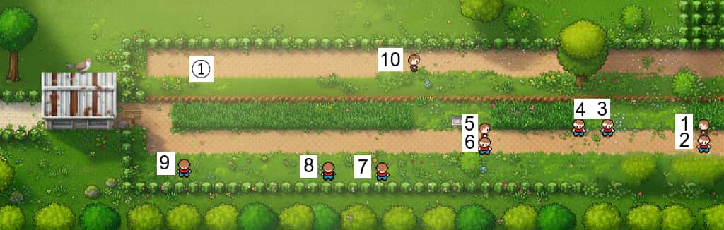 初代ポケモン 15番道路にいるトレーナーとアイテムの位置