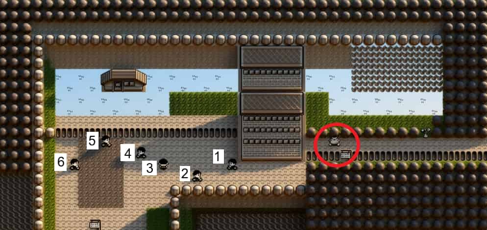 初代ポケモン 16番道路にいるトレーナーの位置