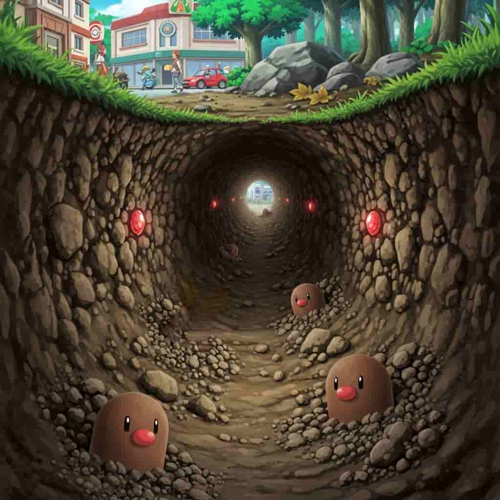 初代ポケモン ディグダの穴をリアルに再現したイメージ図