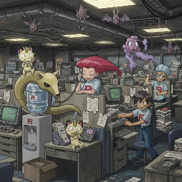 初代ポケモン ロケット団のアジトで作戦を立てるロケット団員