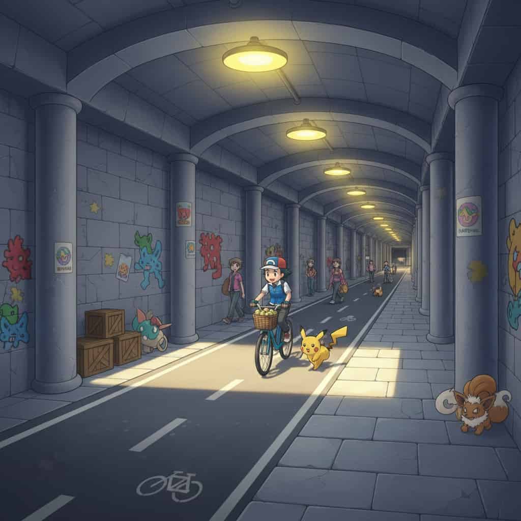 初代ポケモンの7番道路と8番道路を結ぶ地下通路のイメージイラスト
